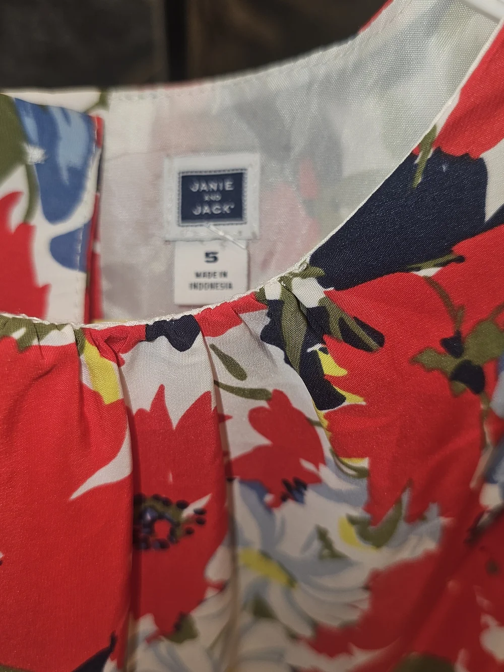 Janie and Jack Red Floral Ruffled Lined Dress Size 5